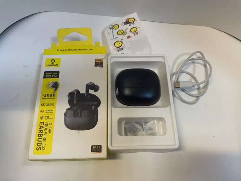 SŁUCHAWKI BASEUS BASS BP1 PRO ANC BT 6.0 CZARNE BEZPRZEWODOWE+PUD