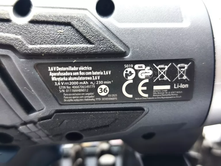 WKRĘTARKA FERREX 3.6 V LI-ION BITY ZESTAW #IGŁA