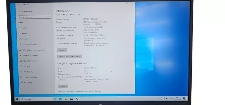 LAPTOP HP PAVILION 15-EH1112NW RYZEN 7 5700U / 16GB / 1TB NVME