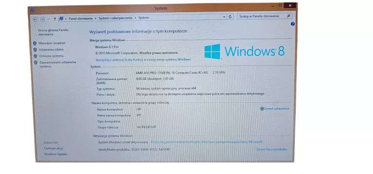LAPTOP HP ELITE BOOK 745 AMD A10PRO - 7350 / 4GB / 500GB HDD