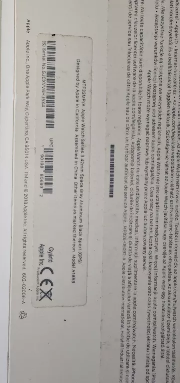 APPLE WATCH SERIES 3 42 MM CZARNY A1859