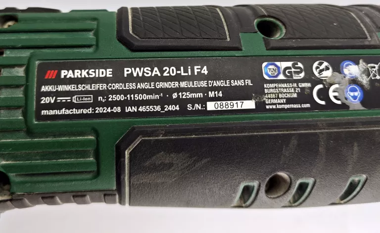 SZLIFIERKA KĄTOWA PARKSIDE PWSA 20-LI F4 + AKU
