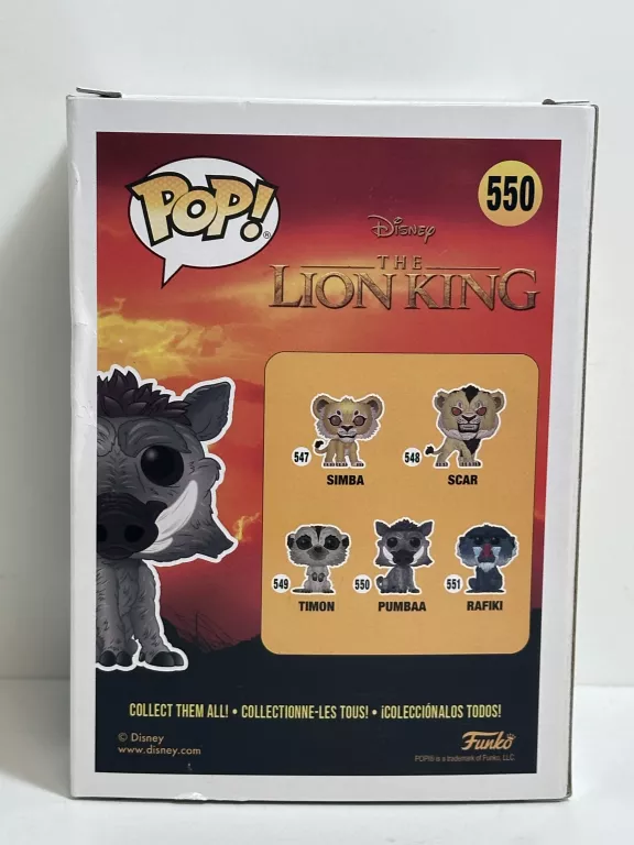 FUNKO POP! DISNEY, FIGURKA KOLEKCJONERSKA, LION KING, PUMBAA, 550