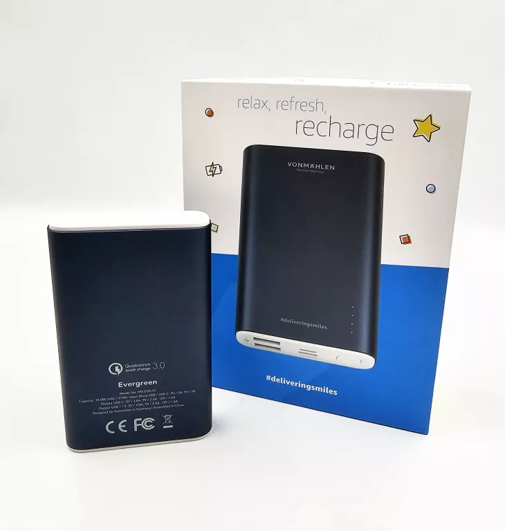 POWERBANK VONMAHLEN VM-EVG-01 / 10000 MAH / SZARY / KOMPLET