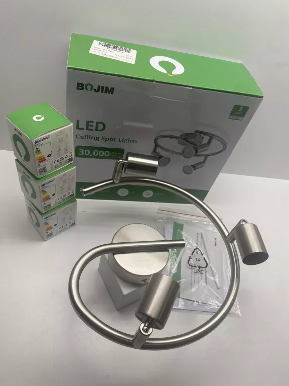 LAMPA SUFITOWA LED 3 PUNKTY ŚWIATŁA LAMPA OKRĄGŁA SREBRNA 25CM