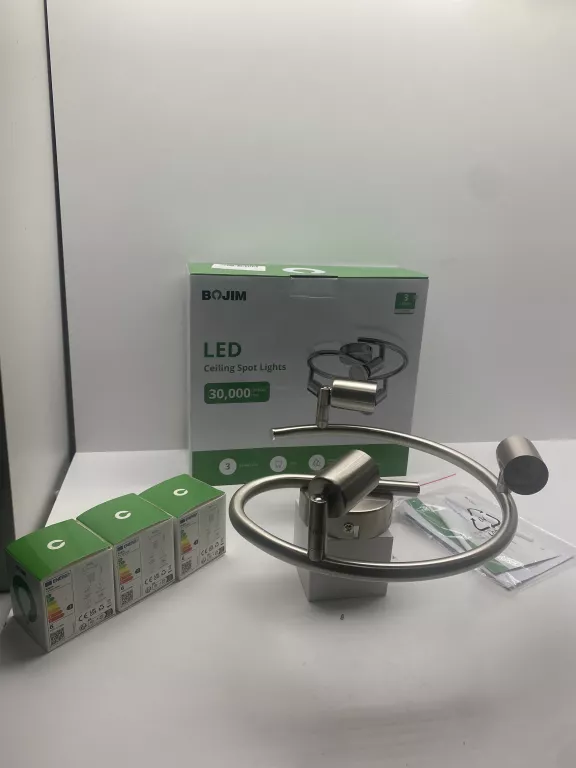 LAMPA SUFITOWA LED 3 PUNKTY ŚWIATŁA LAMPA OKRĄGŁA SREBRNA 25CM