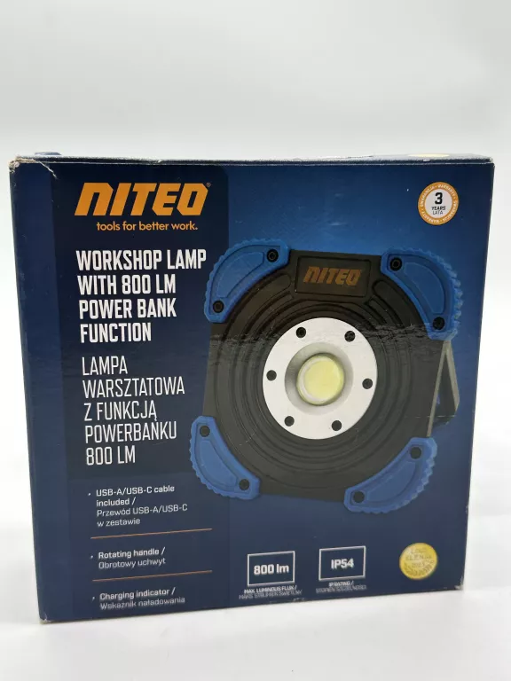 LAMPA WARSZTATOWA Z FUNKCJA POWERBANKU 800 LM NITEO