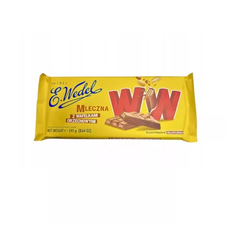 CZEKOLADA MLECZNA Z WAFELKAMI ORZECHOWYMI WW E.WEDEL - DUŻA TABLICZKA 245G