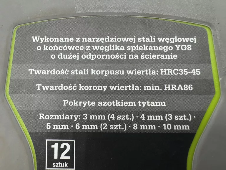ZESTAW WIERTEŁ DO BETONU NITEO 12 SZT.