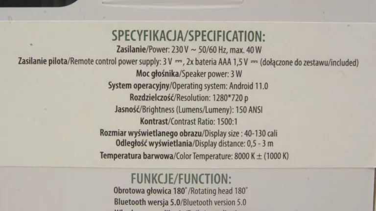 PROJEKTOR LCD FOREVER SP-FOR-01 BIAŁY KOMPLET