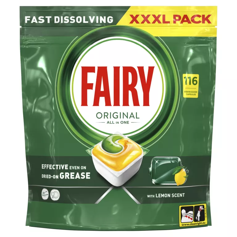 FAIRY ORIGINAL ALL IN ONE KAPSUŁKI DO ZMYWARKI CYTRYNA 116 SZT.