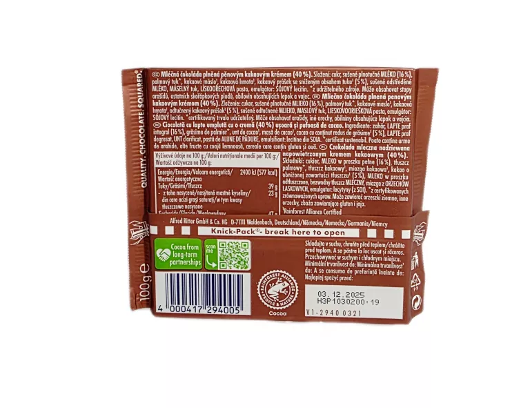 CZEKOLADA RITTER SPORT KAKAO MOUSSE 100G