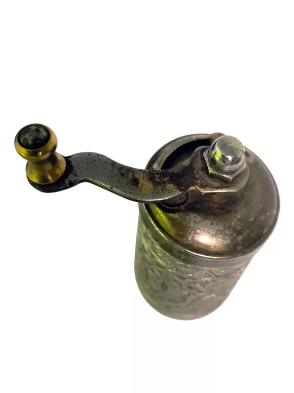 METALOWY RETRO MŁYNEK DO PIEPRZU MOTYW MOST + FLORA RETRO VINTAGE