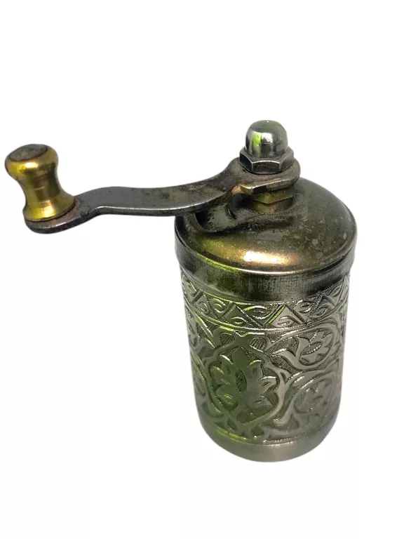 METALOWY RETRO MŁYNEK DO PIEPRZU MOTYW MOST + FLORA RETRO VINTAGE