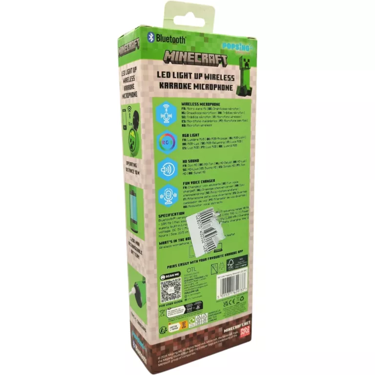 MIKROFON KARAOKE OLT MINECRAFT LED - BLUETOOTH -  ZMIANA GŁOSU