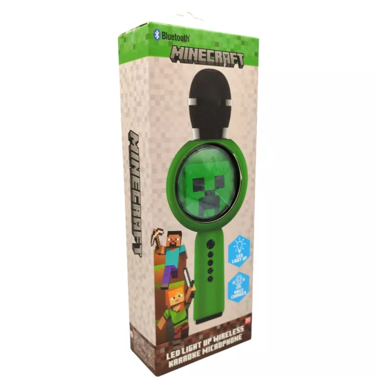 MIKROFON KARAOKE OLT MINECRAFT LED - BLUETOOTH -  ZMIANA GŁOSU