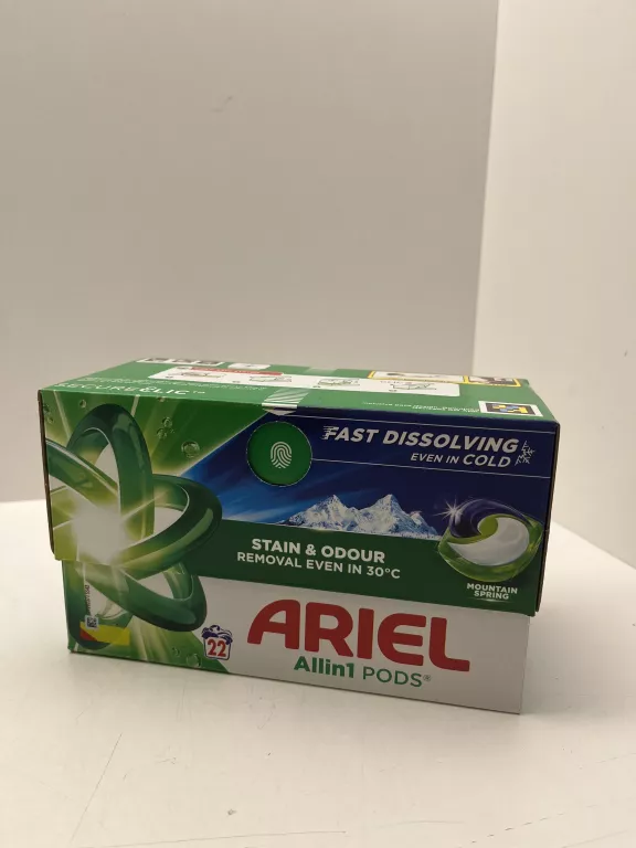 KAPSUŁKI DO PRANIA MOUNTAIN SPRING STAIN&ODOUR ALL IN1 PODS ARIEL 22 SZT