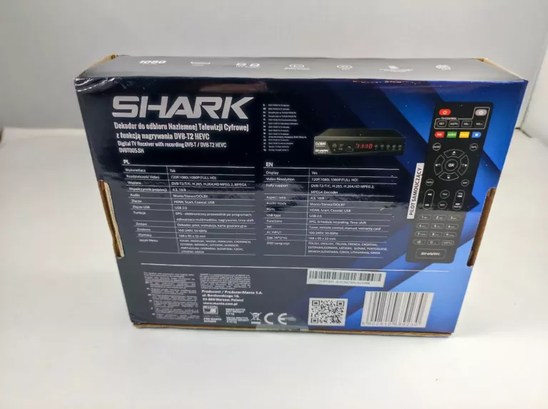 DEKODER DVBT SHARK DVBT005-SH PLOMBY KOMPLET