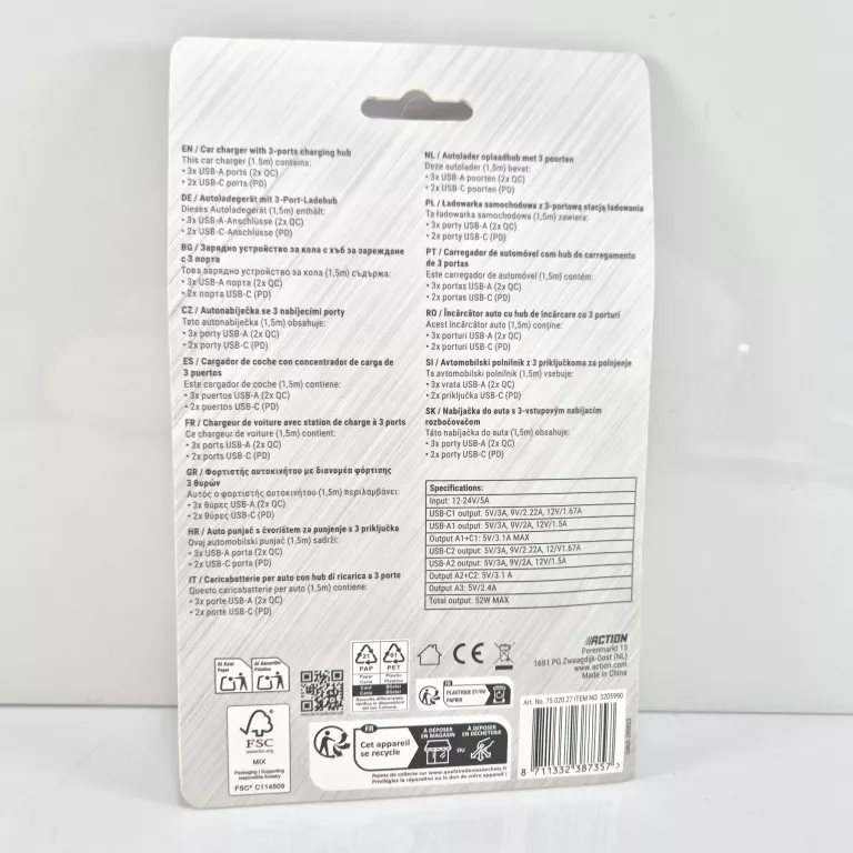 ŁADOWARKA SAMOCHODOWA , USB 3.1 TYP C