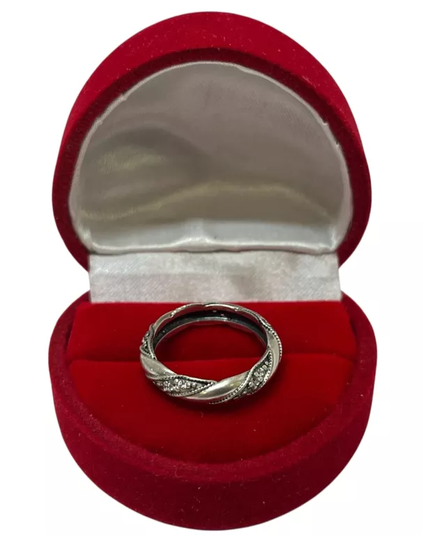PIĘKNY, SREBRNY PIERŚCIONEK PANDORA RIBBON OF LOVE 190981CZ ROZMIAR 10