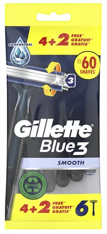 GILLETTE BLUE 3 SMOOTH MASZYNKI DO GOLENIA 6SZT