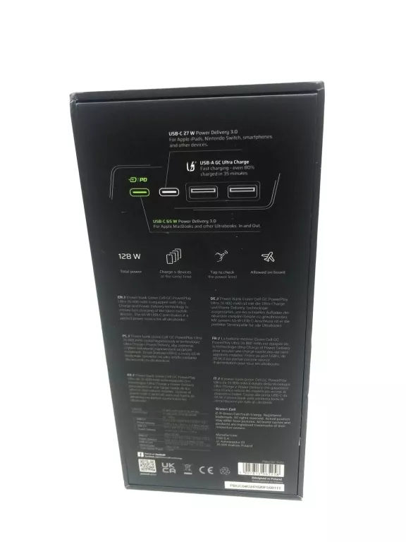 POWERBANK GREEN CELL POWERPLAY ULTRA PBGC04 26800 MAH SZARY