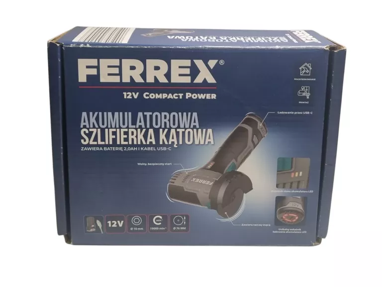 FERREX AKUMULATOROWA SZLIFIERKA KĄTOWA 12V