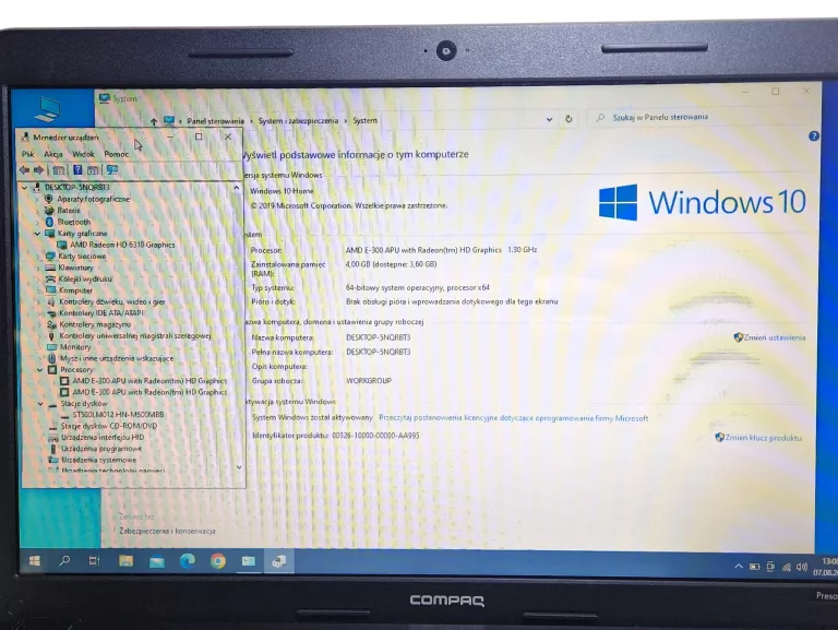 LAPTOP COMPAQ PRESARIO CQ58 AMD E-300 4GB 500GB W10