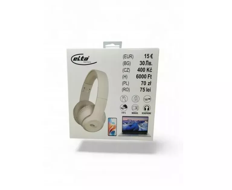 SŁUCHAWKI BLUETOOTH ELTA BIAŁE | NAUSZNE | BEZPRZEWODOWE