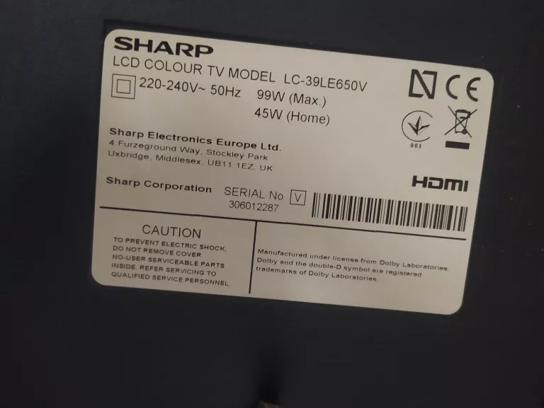 TELEWIZOR SHARP LC-39LE650V