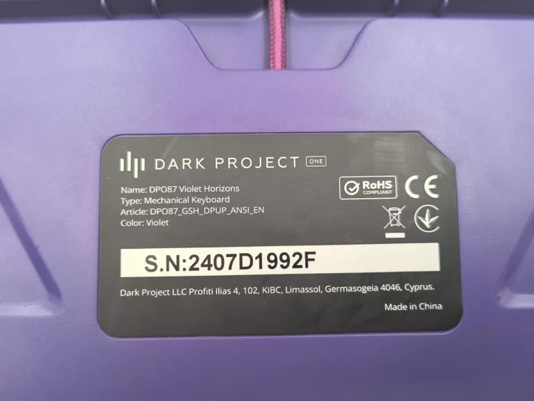KLAWIATURA MECHANICZNA DARK PROJECT DPO87 VIOLET HORIZONS