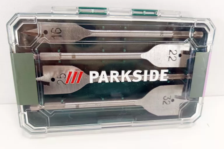 PARKSIDE ZESTAW 4 WIERTEŁ PŁASKICH DO DREWNA I TWORZYW O16–32 MM ETUI