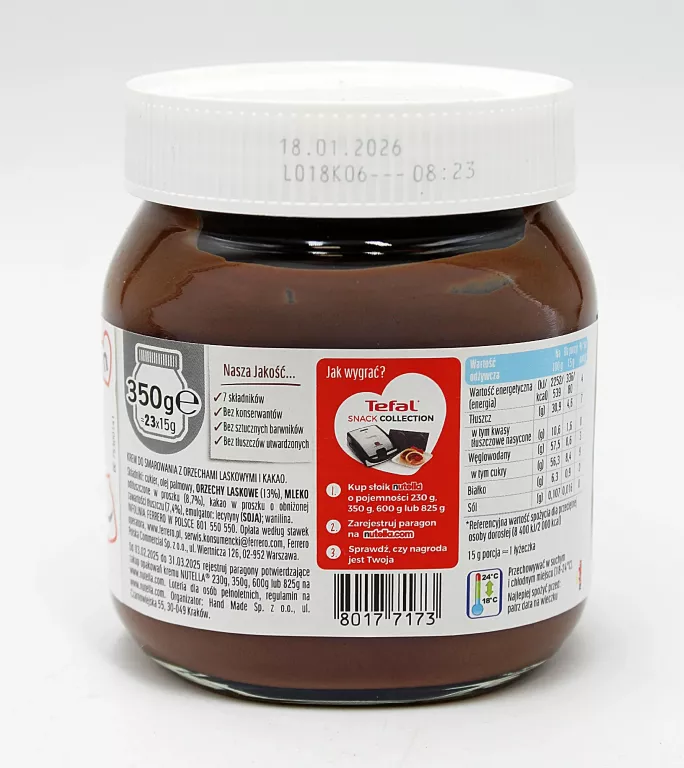 KREM Z ORZECHAMI LASKOWYMI NUTELLA NUTELLA 350G