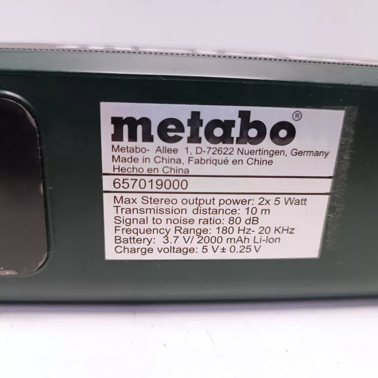 GŁOŚNIK BT METABO 657019000