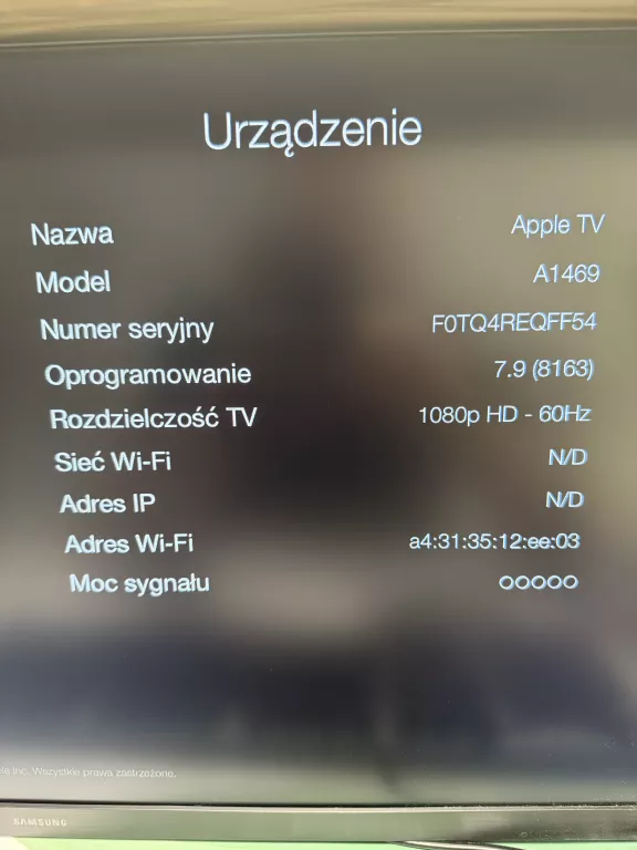 ODTWARZACZ MULTIMEDIALNY APPLE TV 3 GEN A1469