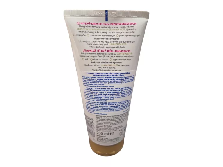NIVEA LUMINOUS630 ANTI MARKS KREM DO CIAŁA NA ROZSTĘPY,PRZEBARWIENIA,200 M