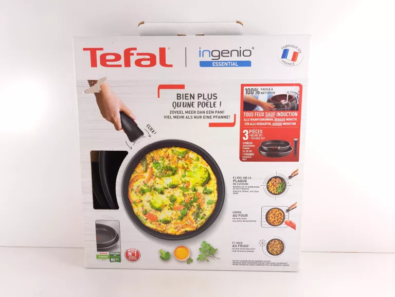 TEFAL ZESTAW 2 PATELNI INGENIO ESSENTIAL Z ODPINANĄ RĄCZKĄ #STAN FABRYCZNY