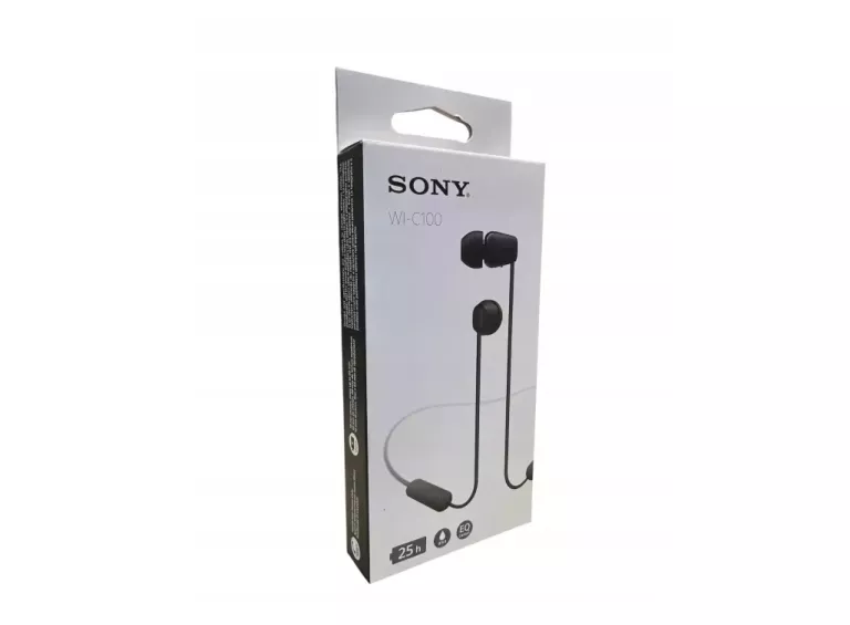 ORYGINALNE SŁUCHAWKI BEZPRZEWODOWE Z PAŁĄKIEM SONY WI-C100W CZARNE