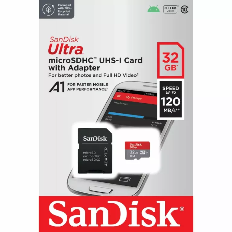 SANDISK ULTRA MICROSDHC 32GB ANDROID 120MBS A1 UHS
