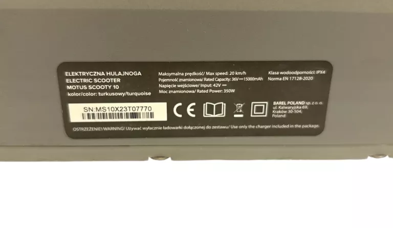 ELEKTRYCZNA HULAJNOGA ELECTRIC SCOOTER MOTUS SCOOTY 10 350W