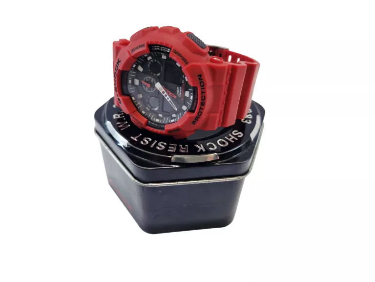 ZEGAREK SPORTOWY MĘSKI CASIO G-SHOCK GA-100H CZERWONY | PUDEŁKO