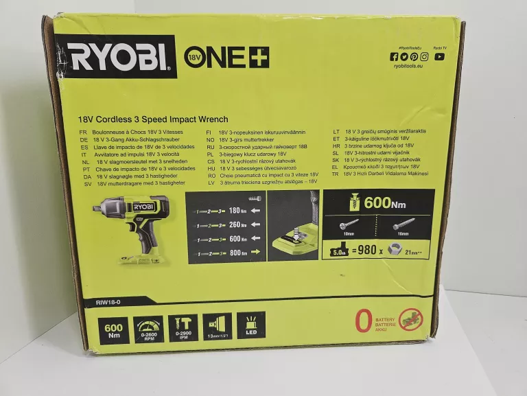 KLUCZ UDAROWY AKUMULATOROWY RYOBI ONE+ RIW18-0 18V
