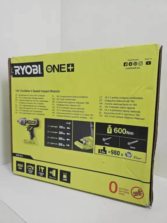 KLUCZ UDAROWY AKUMULATOROWY RYOBI ONE+ RIW18-0 18V