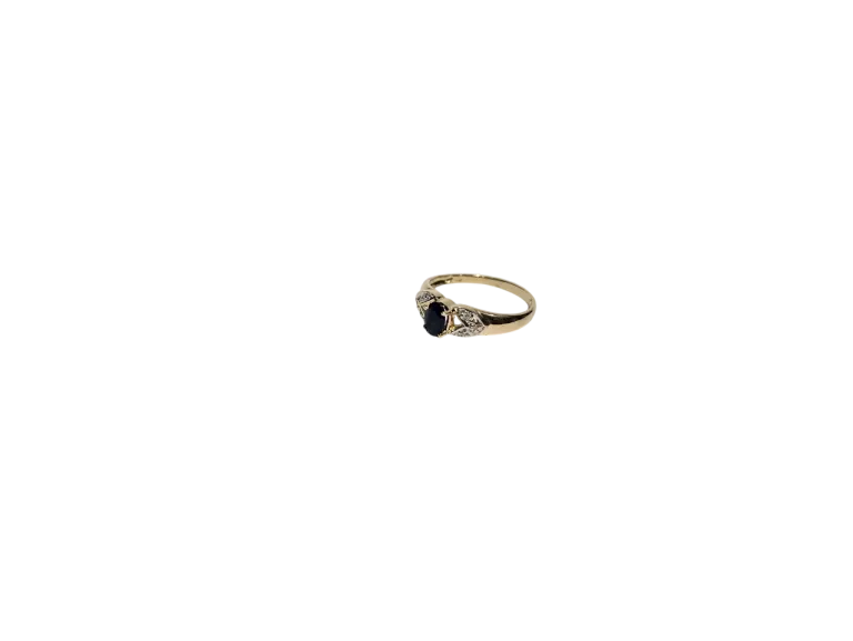 ZŁOTY PIERŚCIONEK DIAMENTY SZAFIR OWAL 585 2.25G