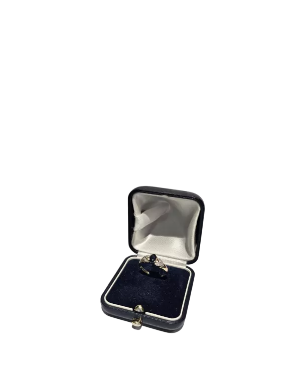 ZŁOTY PIERŚCIONEK DIAMENTY SZAFIR OWAL 585 2.25G