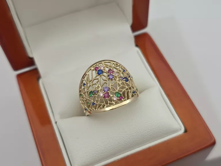 ZŁOTY PIERŚCIONEK Z CYRKONIAMI - 585 14K R.20 4,25G