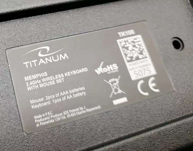 KLAWIATURA + MYSZ ESPERANZA TITANUM MEMPHIS (TK108) PUDEŁKO