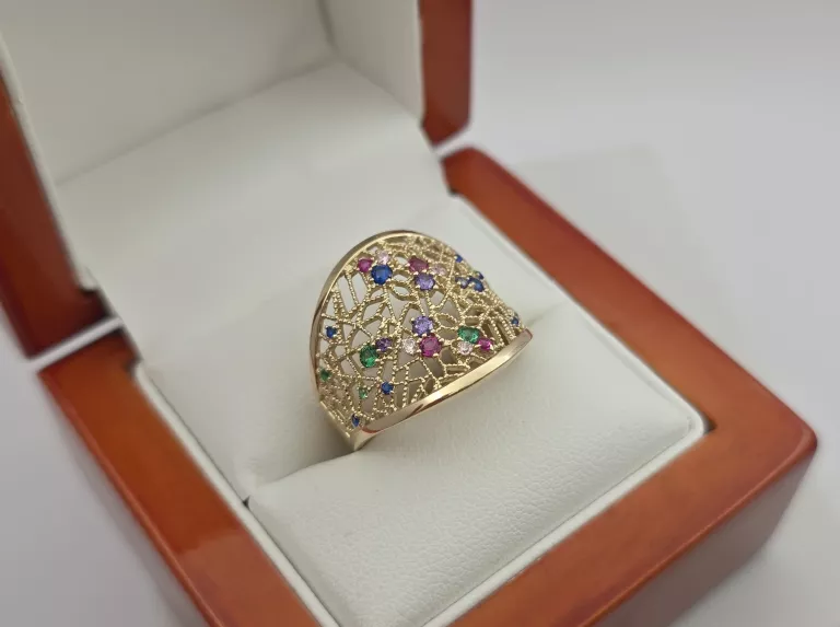 ZŁOTY PIERŚCIONEK Z CYRKONIAMI - 585 14K R.20 4,25G