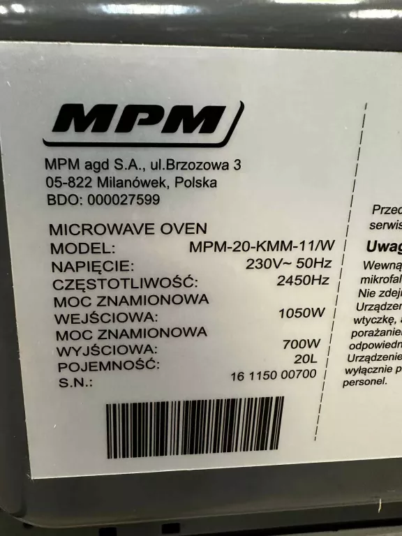 MIKROFALÓWKA MPM -20-KMM-11