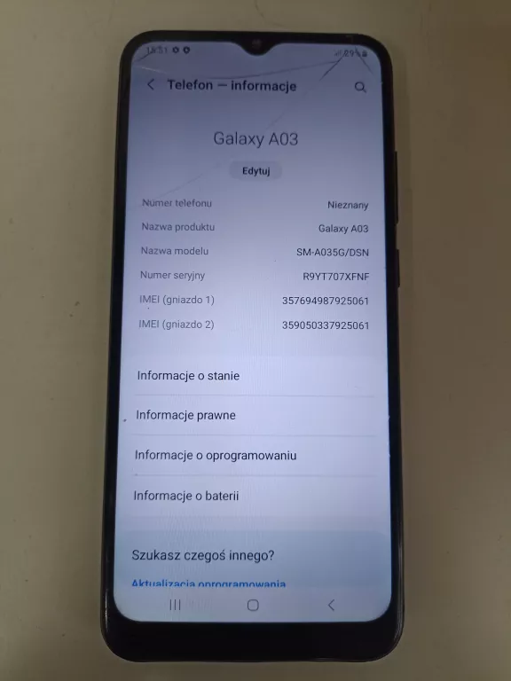 TELEFON SAMSUNG GALAXY A03 ZBITY